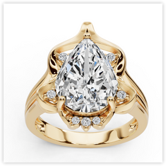 Sterling Silver Moissanite Ring PE 16X11mm White Topaz