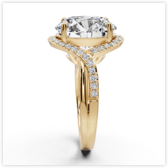 Sterling Silver Moissanite Ring Round RD 8x8mm Twisted Shank