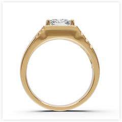 Men's 14K Gold Moissanite Ring Cushion CU 8X8mm
