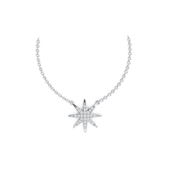 Sterling Silver Pendant Starburst Theme with White Topaz or Moissanite - Syzjewelry
