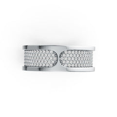 Sterling Silver Men's Wide Band Ring with White Topaz or Moissanite DHJ