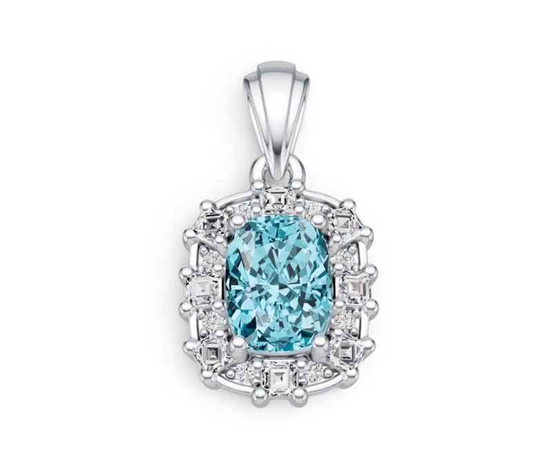 Sterling Silver Semi Mount Pendant Setting Cushion CU 8X6mm DHJ