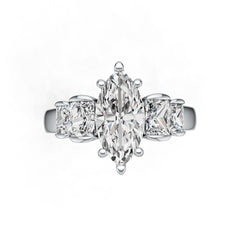 Sterling Silver Semi Mount Ring Setting Marquise MQ 14X7mm BG 5X4mm BG 4X3 DHJ
