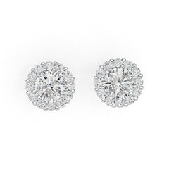 Sterling Silver Semi Mount Earrings Setting Round RD 6x6mm Halo DHJ