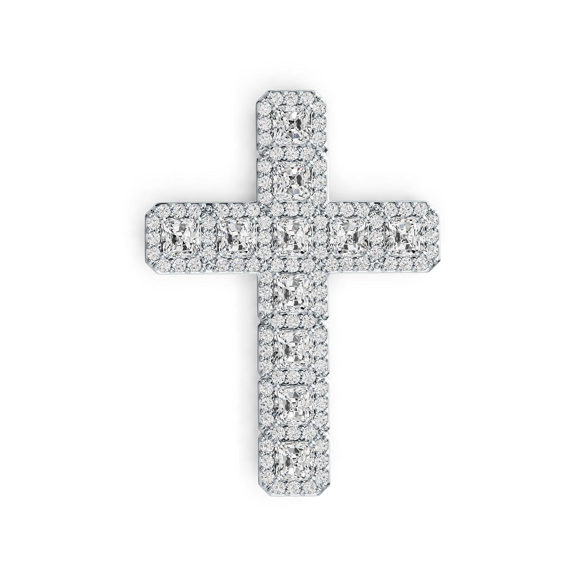 Sterling Silver Semi Mount Pendant Setting Emerald OCT 4X4mm Cross Theme DHJ