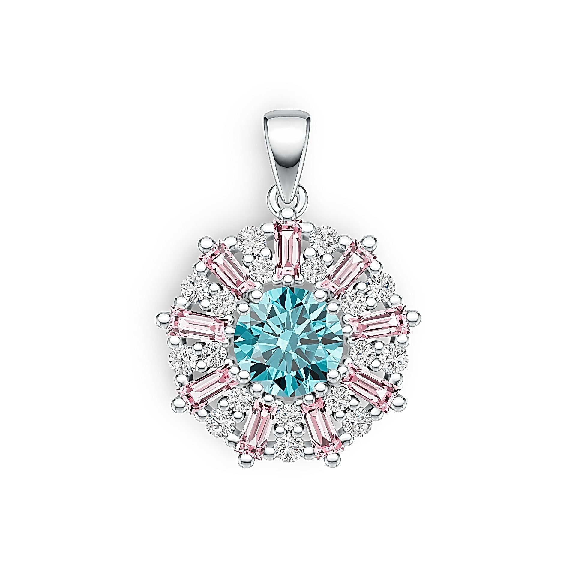 Sterling Silver Semi Mount Pendant Setting Round RD 7x7mm DHJ