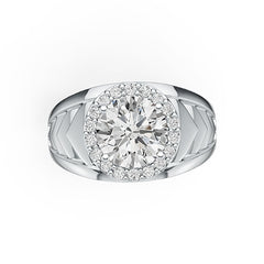 Sterling Silver Semi Mount Ring Setting Round RD 8X8mm Halo DHJ