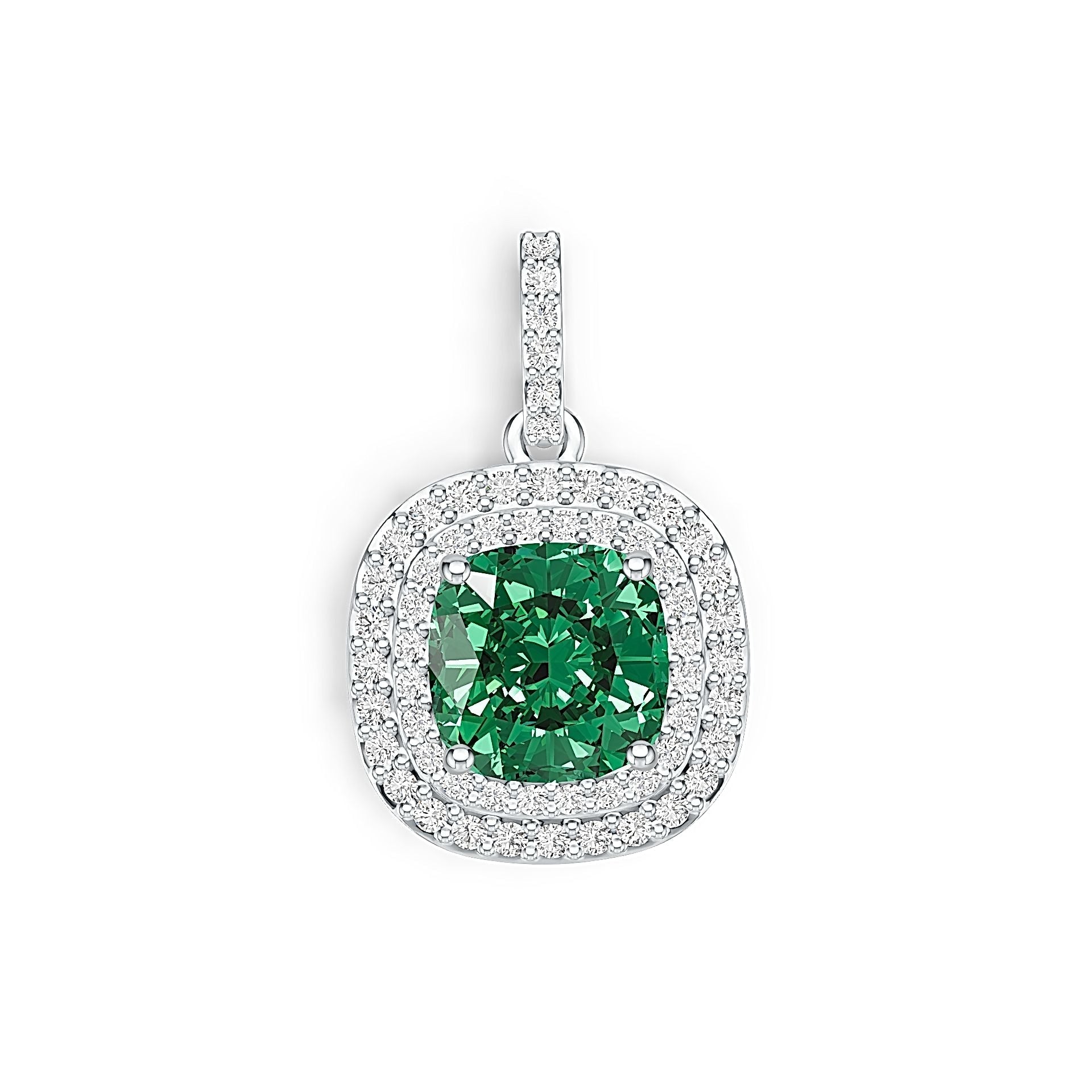 Sterling Silver Semi Mount Pendant Setting Cushion CU 8X8mm Double Halo Syzjewelry