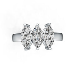 Sterling Silver Semi Mount Ring Setting Marquise MQ 10X5mm 3-Stone Ring DHJ