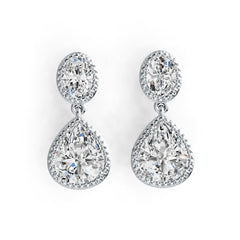 Sterling Silver Semi Mount Earrings Setting Pear PE 12X10mm OV 8X6mm DHJ