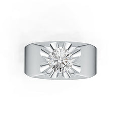 Men's 18K Gold CVD Diamond Ring Round RD 8x8mm Ring Solid