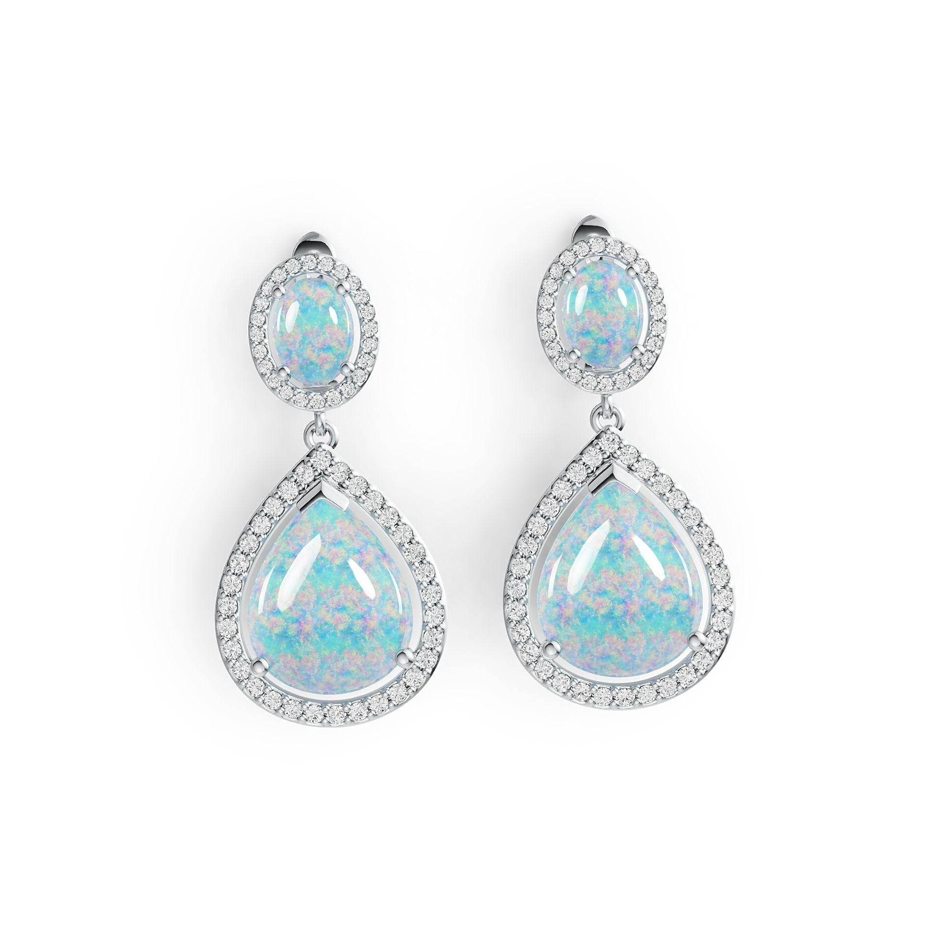 Sterling Silver Semi Mount Earrings Setting Pear PE 15X12mm OV 8X6mm Cabochon - Syzjewelry