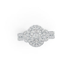 Sterling Silver Halo Ring Split Shank with White Topaz or Moissanite - Syzjewelry