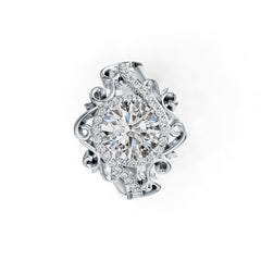Sterling Silver Semi Mount Ring Setting RD 8x8mm Bypass Ring Halo White Topaz Syzjewelry