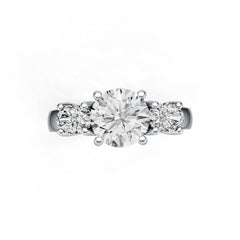 Sterling Silver Semi Mount Ring Setting Round RD 8x8mm OV 6x4mm 3-Stone Ring DHJ