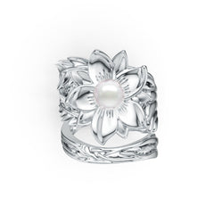 Sterling Silver Semi Mount Ring Setting Round RD 6x6-6.5mm Floral Theme DHJ