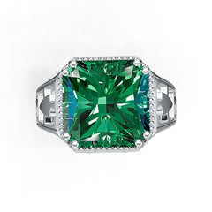 Sterling Silver Semi Mount Ring Setting Asscher SQ 12X12mm Art Deco Style Syzjewelry