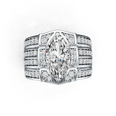 Sterling Silver Semi Mount Ring Setting Marquise MQ 14X7mm with White Topaz DHJ