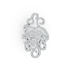 Sterling Silver Cocktail Filigree Ring with White Topaz or Moissanite - Syzjewelry