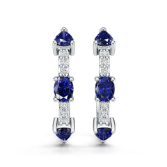 Sterling Silver Blue Sapphire Earrings Oval OV 4X3mm