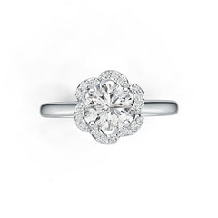 Sterling Silver Semi Mount Ring Setting Round RD 6x6mm Halo Flower Ring Syzjewelry