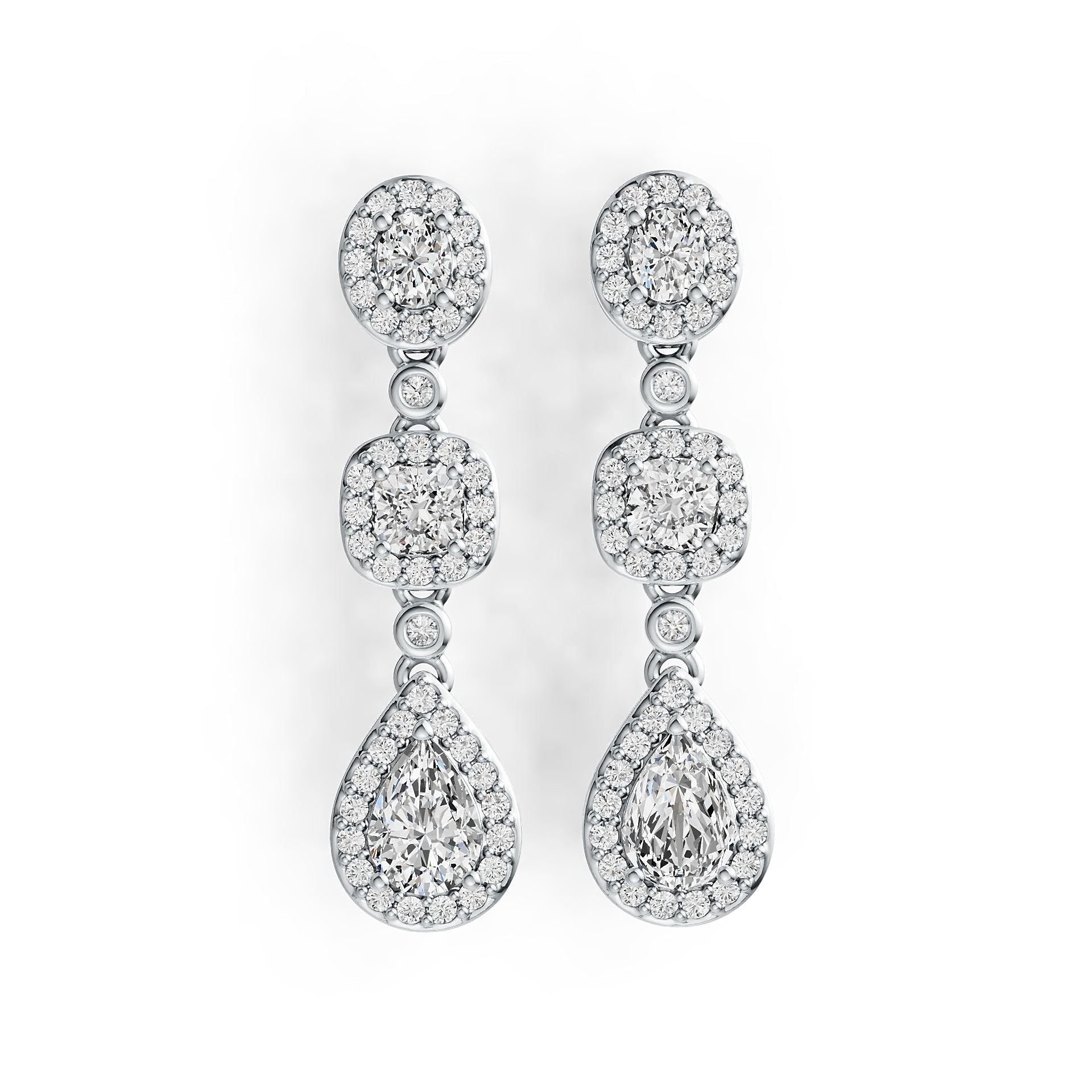 Sterling Silver Semi Mount Earrings Setting Pear PE 7X5mm CU 4X4mm OV 4X3mm DHJ