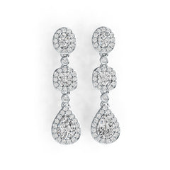Sterling Silver Semi Mount Earrings Setting Pear PE 7X5mm CU 4X4mm OV 4X3mm DHJ
