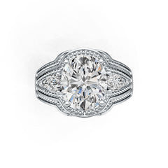 Sterling Silver Semi Mount Ring Setting Oval OV 12X10mm PE 6X4mm DHJ