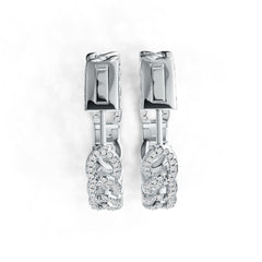Sterling Silver Hoop Earrings Chain Link Theme with White Topaz or Moissanite DHJ
