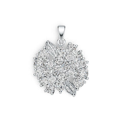 Sterling Silver Pendant Floral Theme with White Topaz or Moissanite DHJ