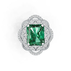 Sterling Silver Semi Mount Ring Setting Emerald OCT 12X10mm DHJ