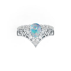 Sterling Silver Semi Mount Ring Setting Pear PE 8x6mm White Topaz D-PJC26676 Cabochon Syzjewelry