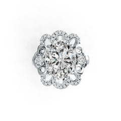 Sterling Silver Semi Mount Ring Setting Oval OV 12X10mm with White Topaz DHJ