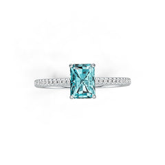 Sterling Silver Semi Mount Ring Setting Emerald OCT 7X5mm with White Topaz DHJ