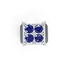 Men's Sterling Silver Moissanite Ring Round RD 6.5X6.5MM