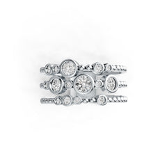 Sterling Silver Semi Mount Ring Setting Round RD 4x4mm 3.5x3.5mm 2x2mm 3 Pieces Set Band Ring DHJ