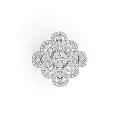 Sterling Silver Cocktail Ring Flower Theme with White Topaz or Moissanite - Syzjewelry