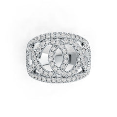 Sterling Silver Ring with White Topaz or Moissanite Interlocking Loop Theme DHJ