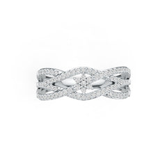 Sterling Silver Ring Entwined Style with White Topaz or Moissanite DHJ