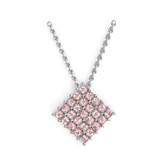 10K Gold Diamond-Shaped Cluster Pendant with White Topaz or Moissanite Syzjewelry