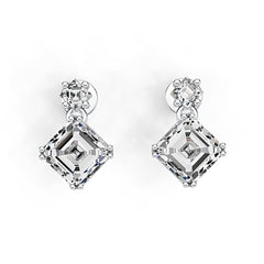 Sterling Silver Semi Mount Earrings Setting Emerald OCT 7X7mm DHJ