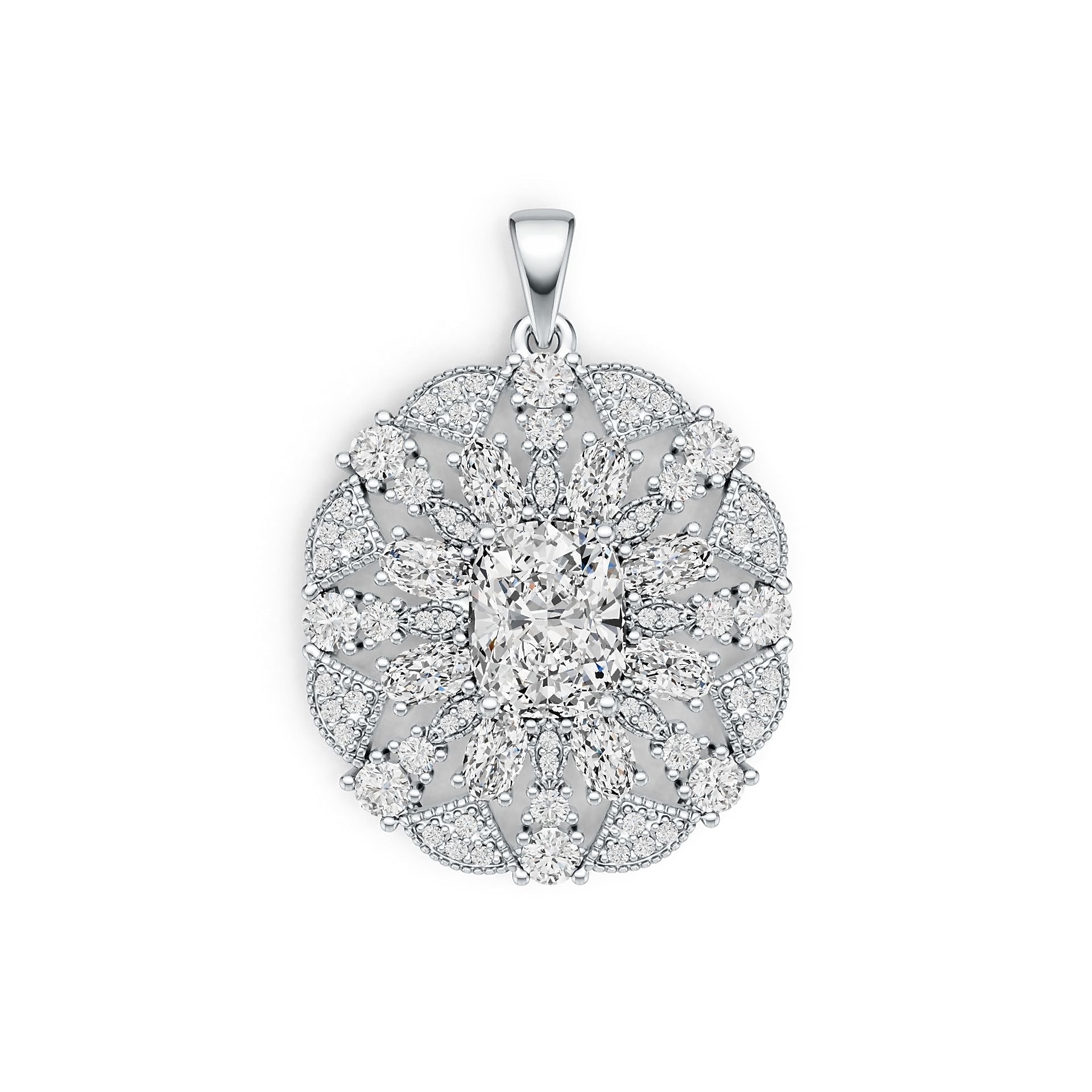 Sterling Silver Semi Mount Pendant Setting Cushion CU 10X8mm DHJ