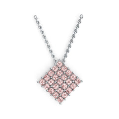 Sterling Silver Diamond-Shaped Cluster Pendant with White Topaz or Moissanite Syzjewelry
