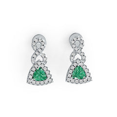 Sterling Silver Semi Mount Earrings Setting Trillion TL 4X4mm with White Topaz DHJ