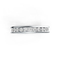 Sterling Silver Channel-Set Band Ring with White Topaz or Moissanite DHJ