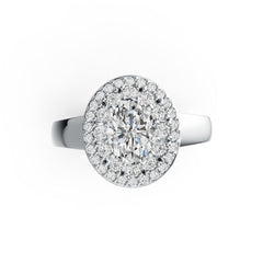 Sterling Silver Semi Mount Ring Setting Oval OV 8X6mm Double Halo DHJ