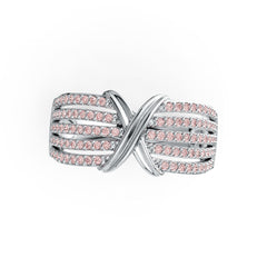Sterling Silver Ring Crossover Multi-Row with White Topaz or Moissanite Syzjewelry