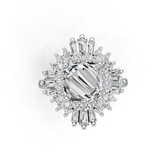 Sterling Silver Semi Mount Ring Setting Baguette BAG 8x8mm Halo Syzjewelry