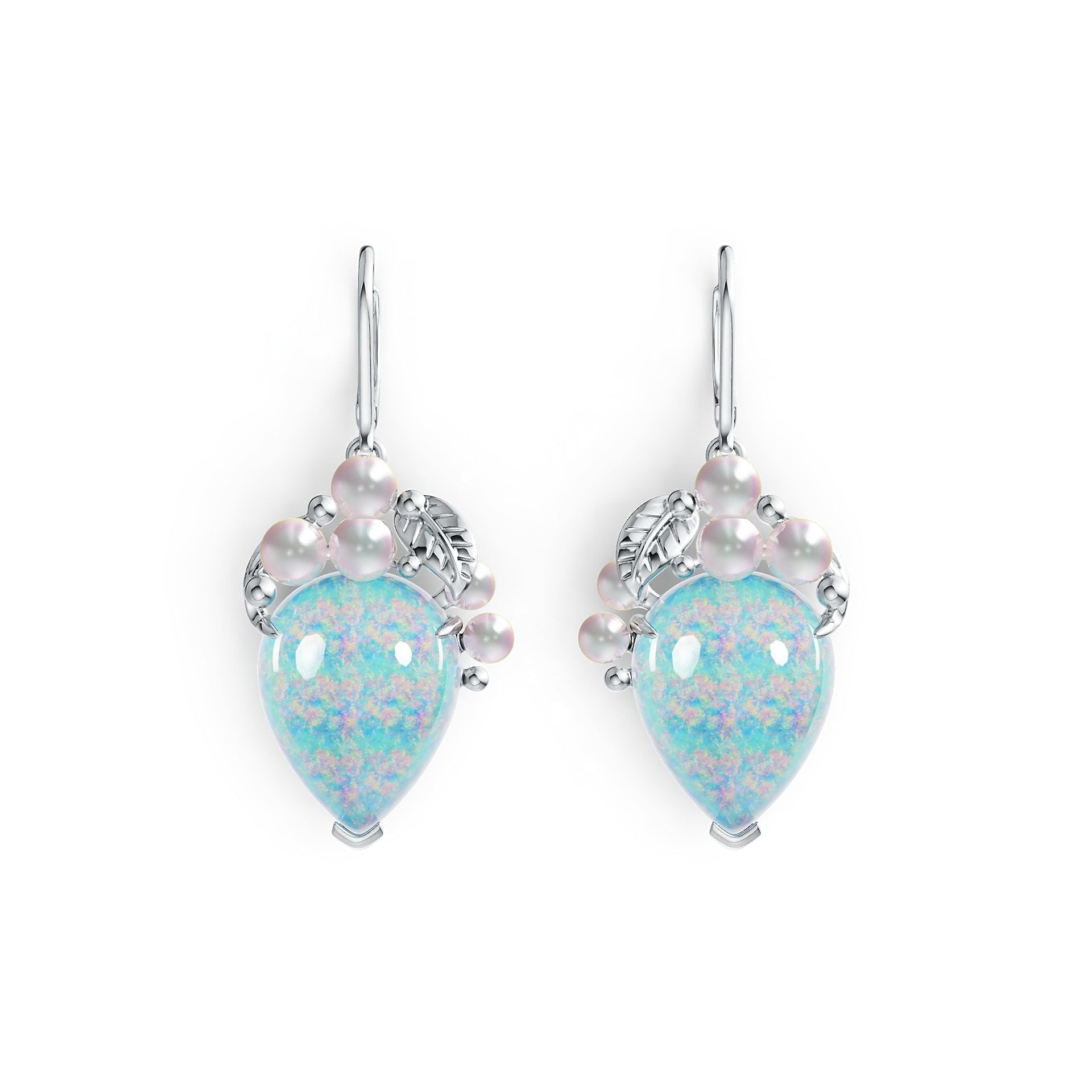 Sterling Silver Semi Mount Earrings Setting Pear PE 17x13mm Cabochon DHJ