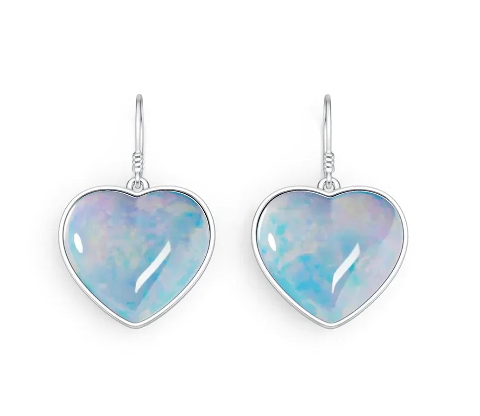 Sterling Silver Semi Mount Earrings Setting Heart HT 20X18mm Cabochon - Syzjewelry